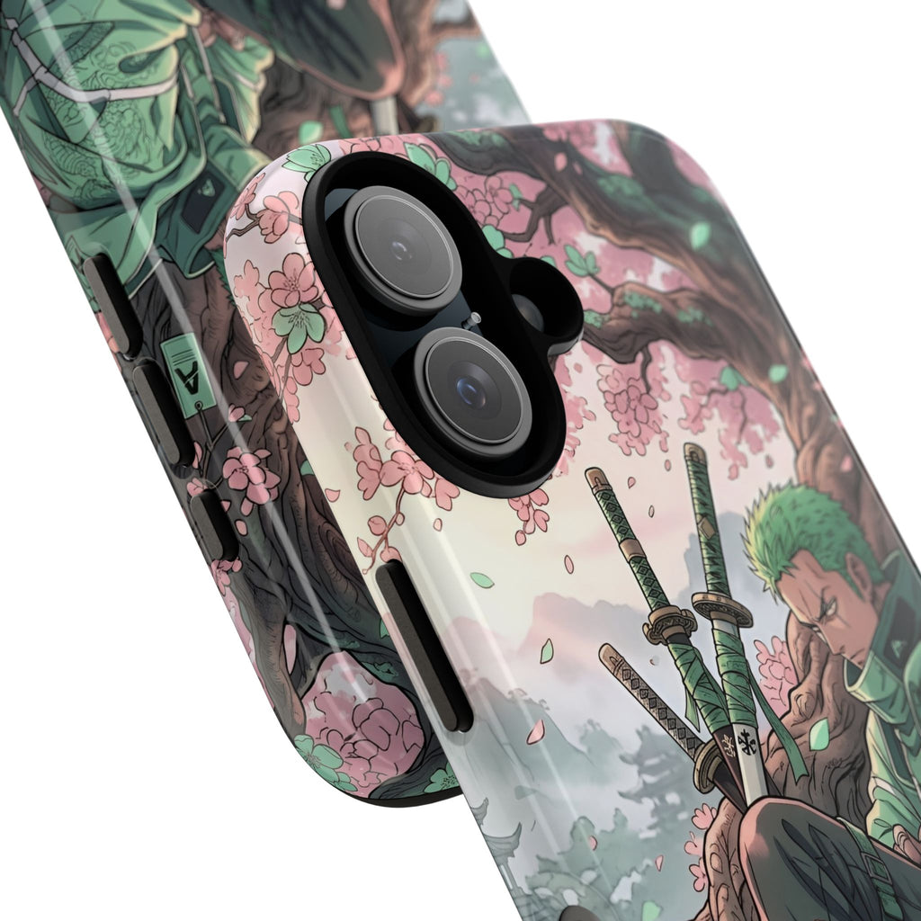 Zoro  phone case | Anime sword scene, cherry blossoms