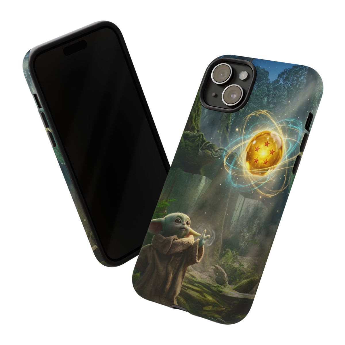 Grogu Dragonball Galaxy Forest Phone Case — Cute Baby Alien Magic Orb Design