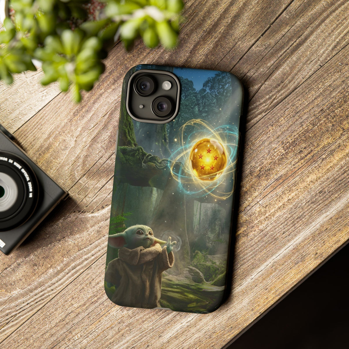 Grogu Dragonball Galaxy Forest Phone Case — Cute Baby Alien Magic Orb Design