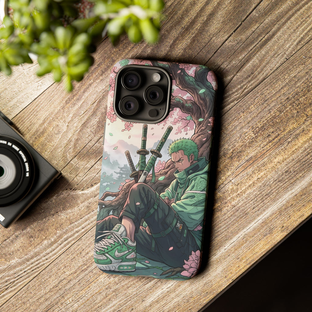 Zoro  phone case | Anime sword scene, cherry blossoms