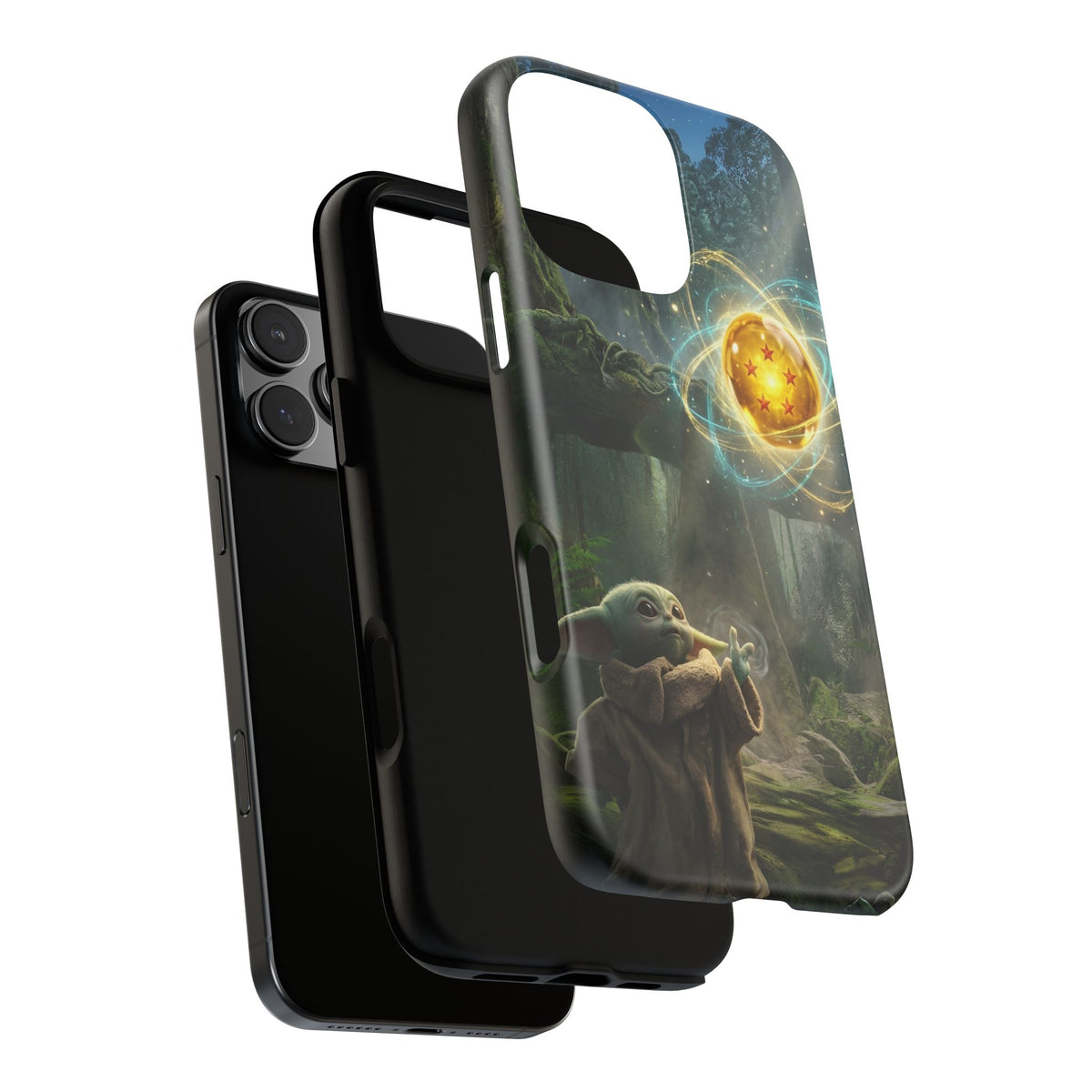 Grogu Dragonball Galaxy Forest Phone Case — Cute Baby Alien Magic Orb Design