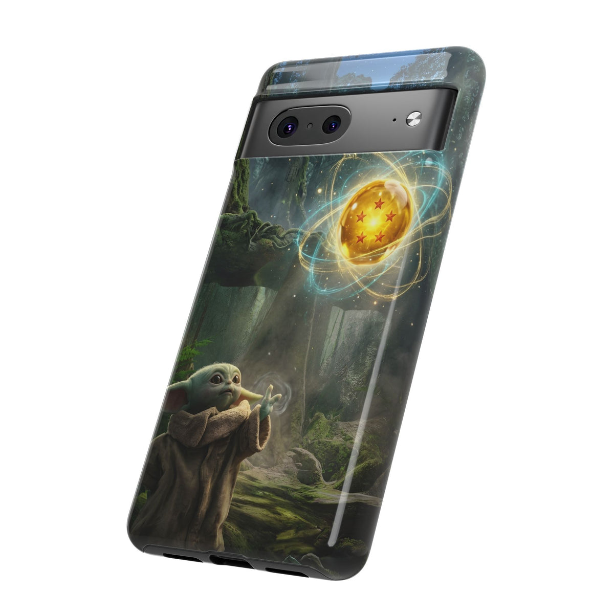 Grogu Dragonball Galaxy Forest Phone Case — Cute Baby Alien Magic Orb Design