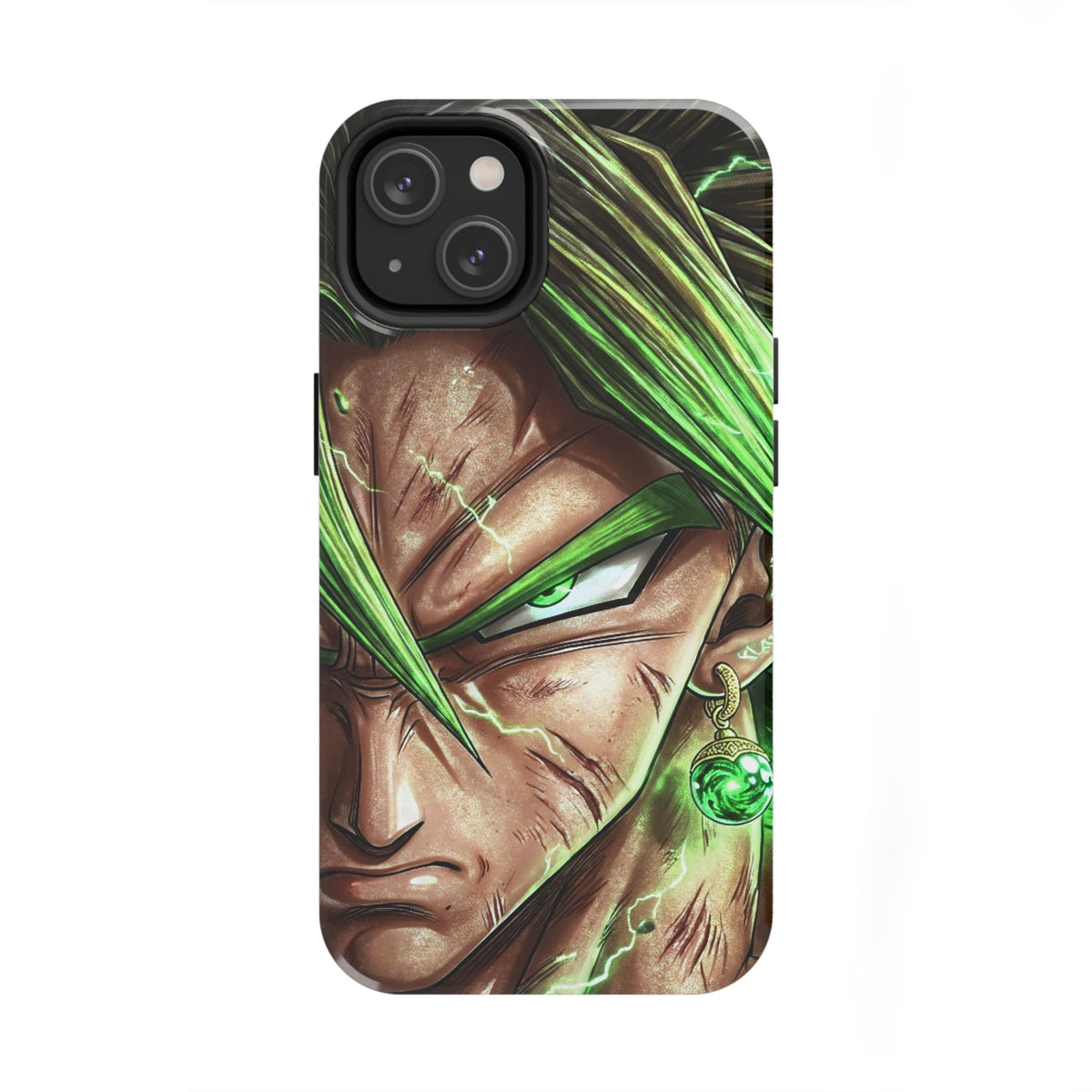 Broli legendary Tough Phone Case — Intense Green Warrior Anime Art, Protective Shockproof iPhone Cover