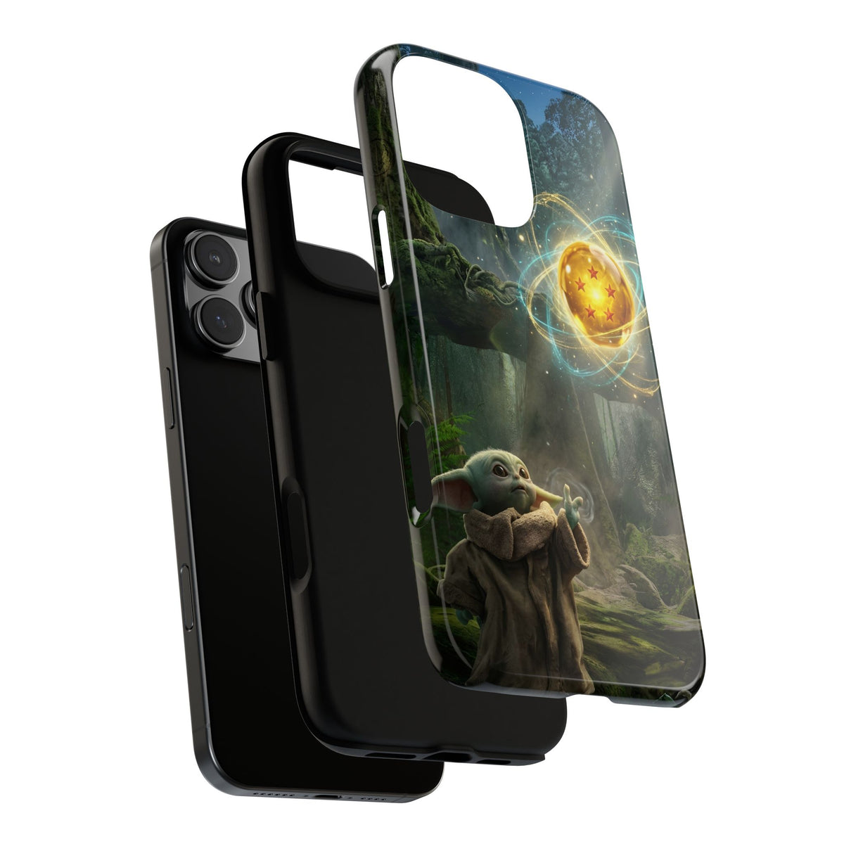 Grogu Dragonball Galaxy Forest Phone Case — Cute Baby Alien Magic Orb Design