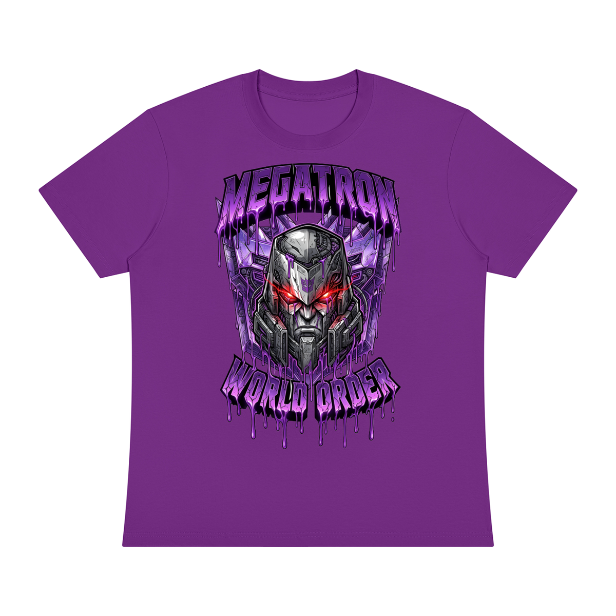 Megatron World Order T-Shirt | Transformers Villain Streetwear Tee | Decepticon Leader Graphic Shirt | Urban Sci-Fi Style