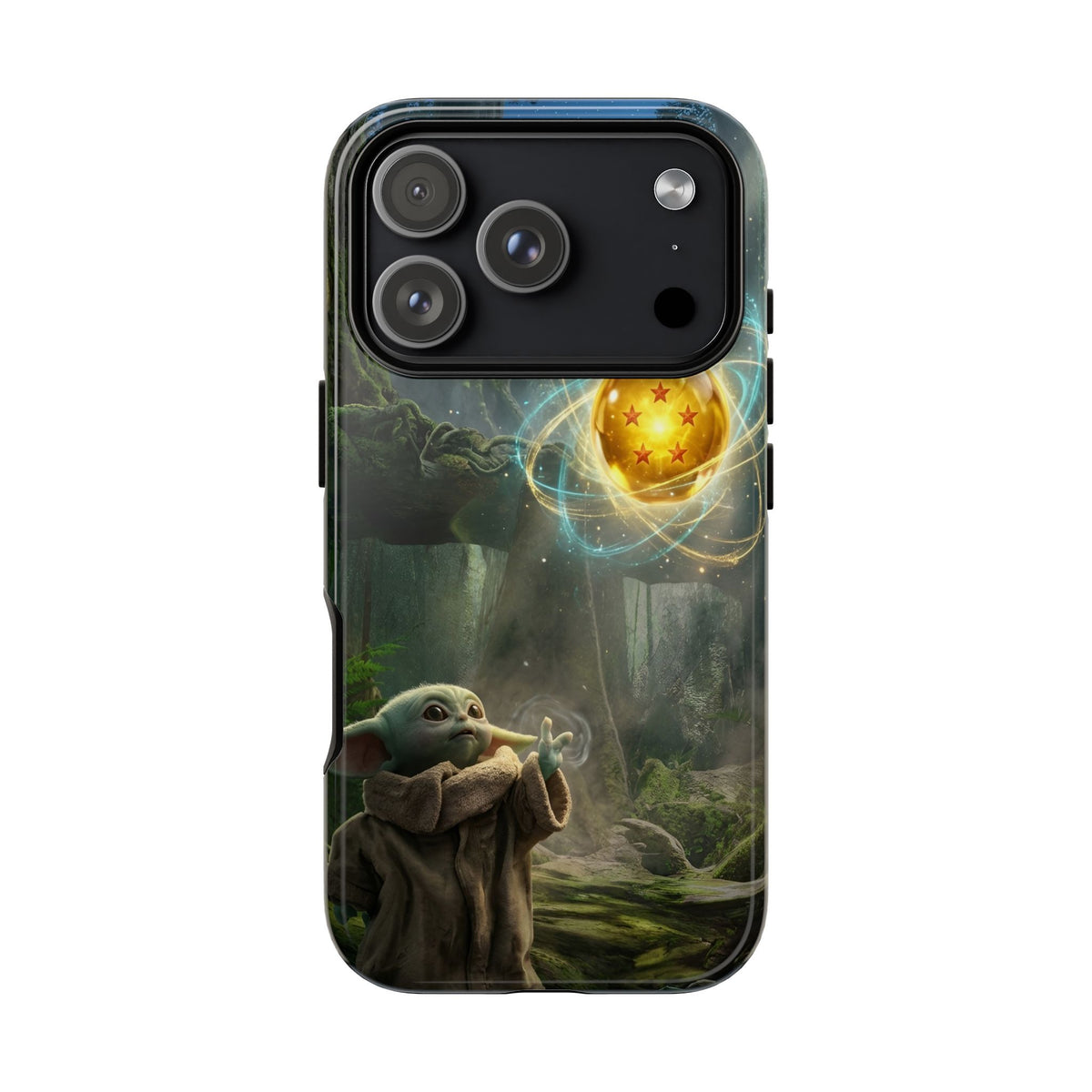 Grogu Dragonball Galaxy Forest Phone Case — Cute Baby Alien Magic Orb Design