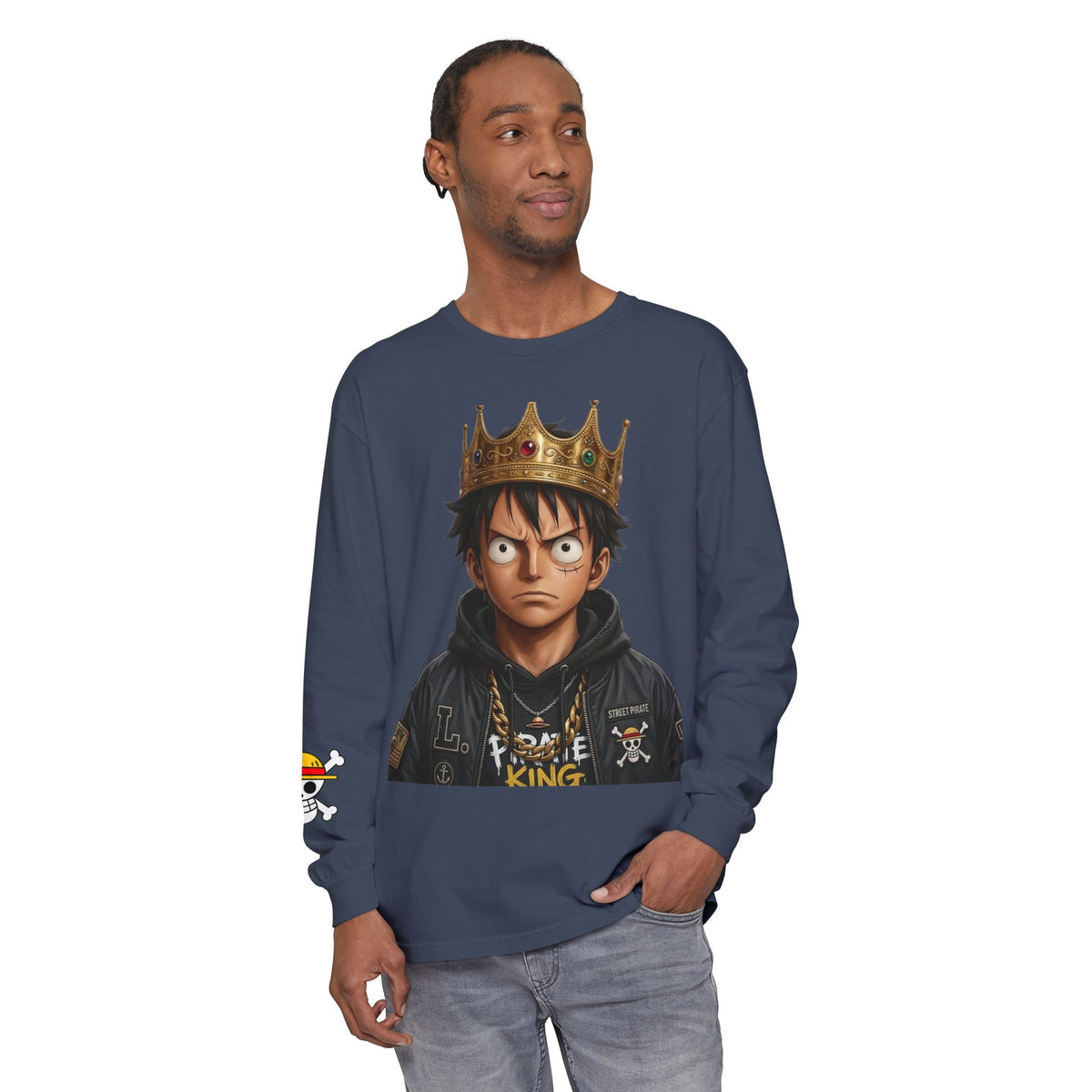 Crowned  Monkey d luffy Anime Pirate Long Sleeve Tee