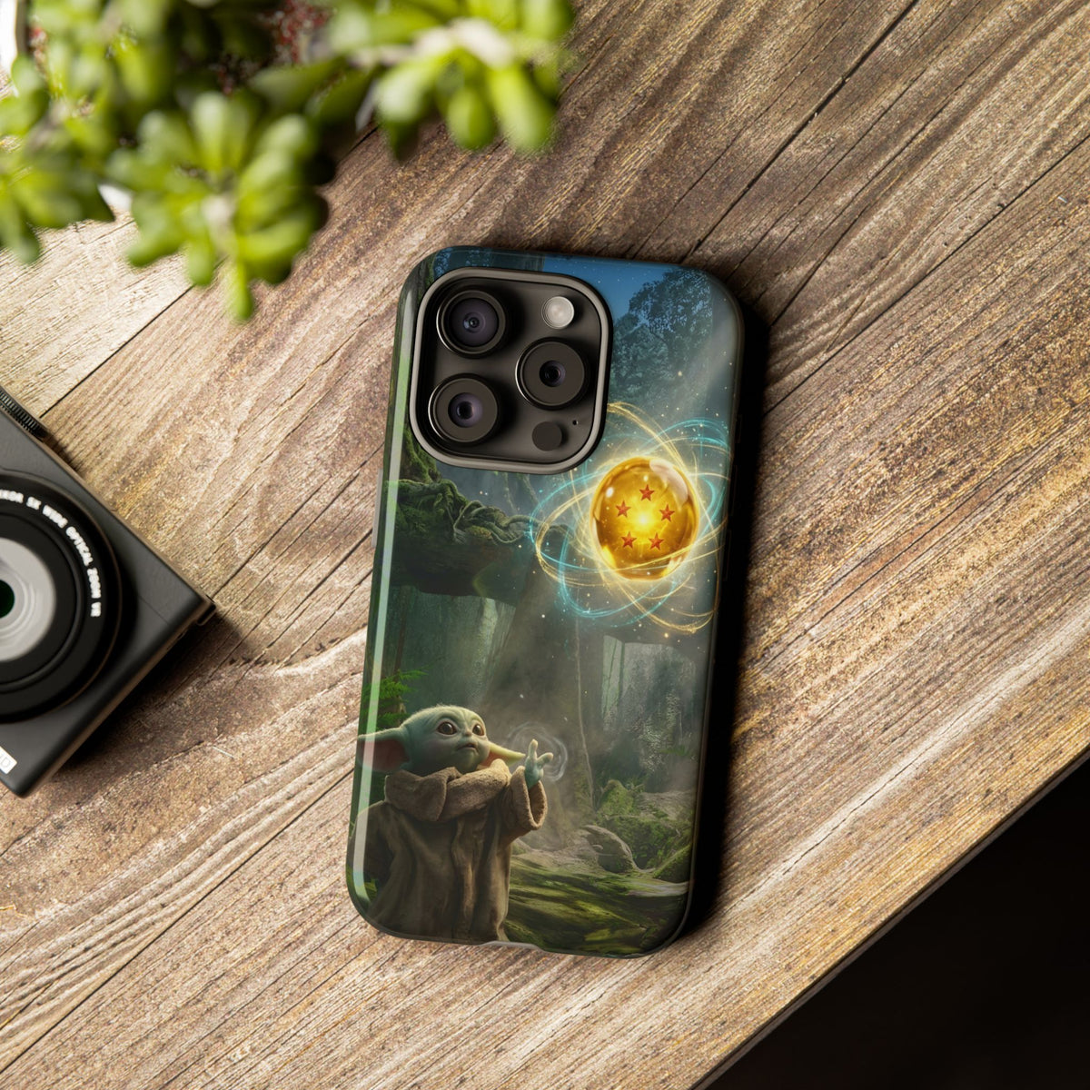 Grogu Dragonball Galaxy Forest Phone Case — Cute Baby Alien Magic Orb Design