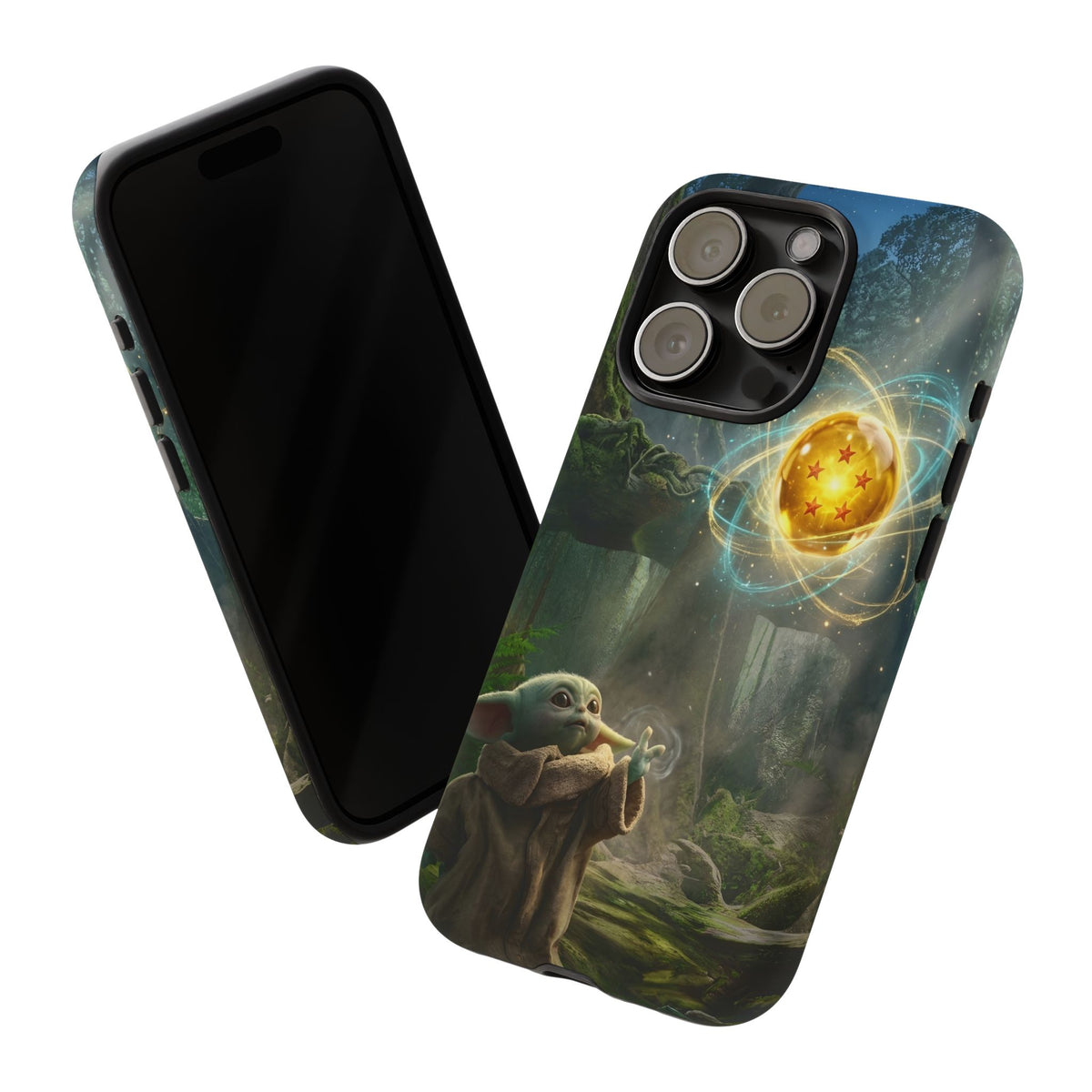 Grogu Dragonball Galaxy Forest Phone Case — Cute Baby Alien Magic Orb Design