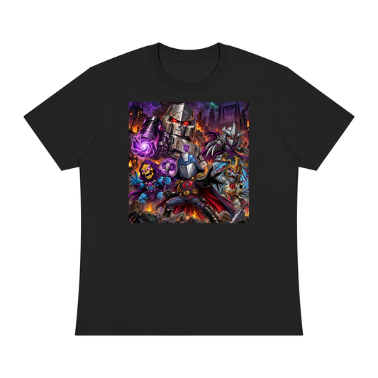 Shopify Listing Product Title: Villains United – Retro 80s/90s Cartoon Battle Graphic T-Shirt