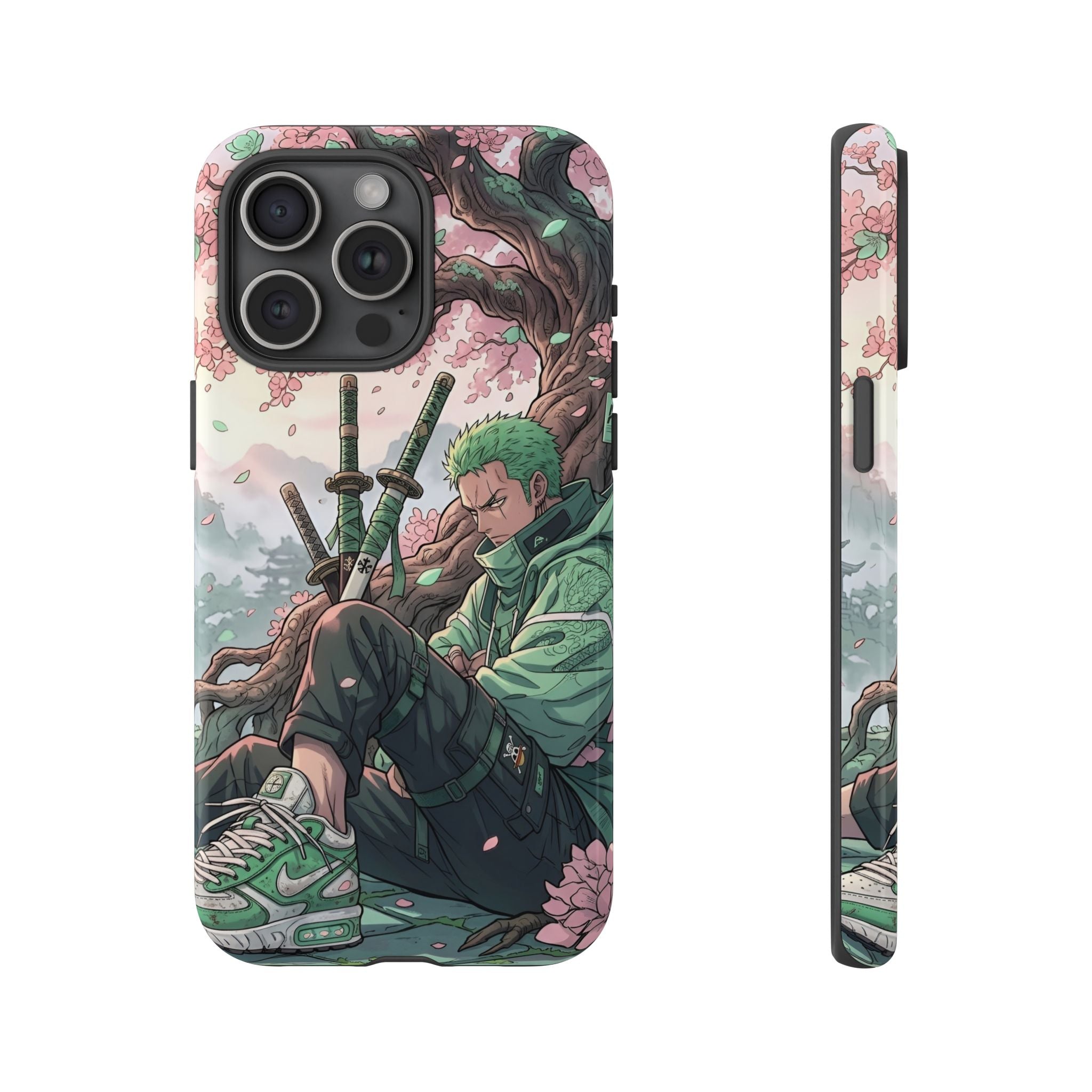 Zoro  phone case | Anime sword scene, cherry blossoms