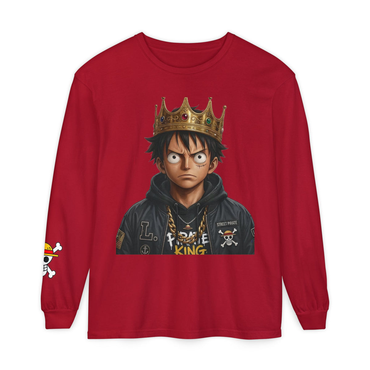 Crowned  Monkey d luffy Anime Pirate Long Sleeve Tee