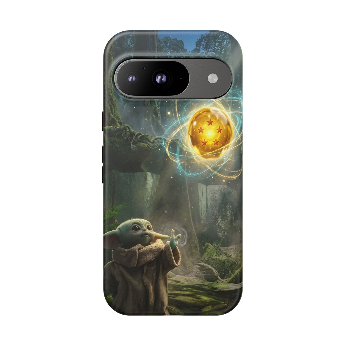 Grogu Dragonball Galaxy Forest Phone Case — Cute Baby Alien Magic Orb Design