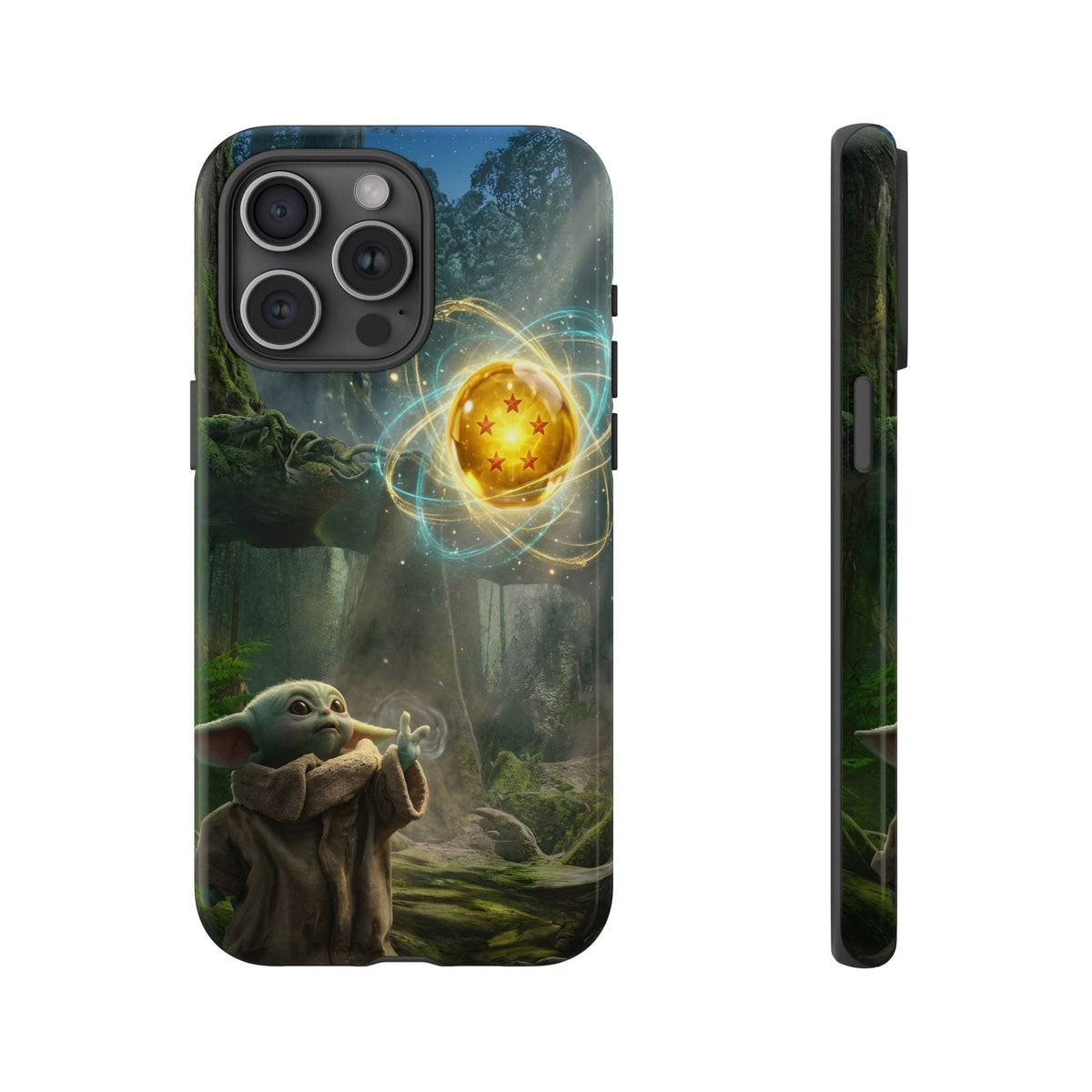 Grogu Dragonball Galaxy Forest Phone Case — Cute Baby Alien Magic Orb Design