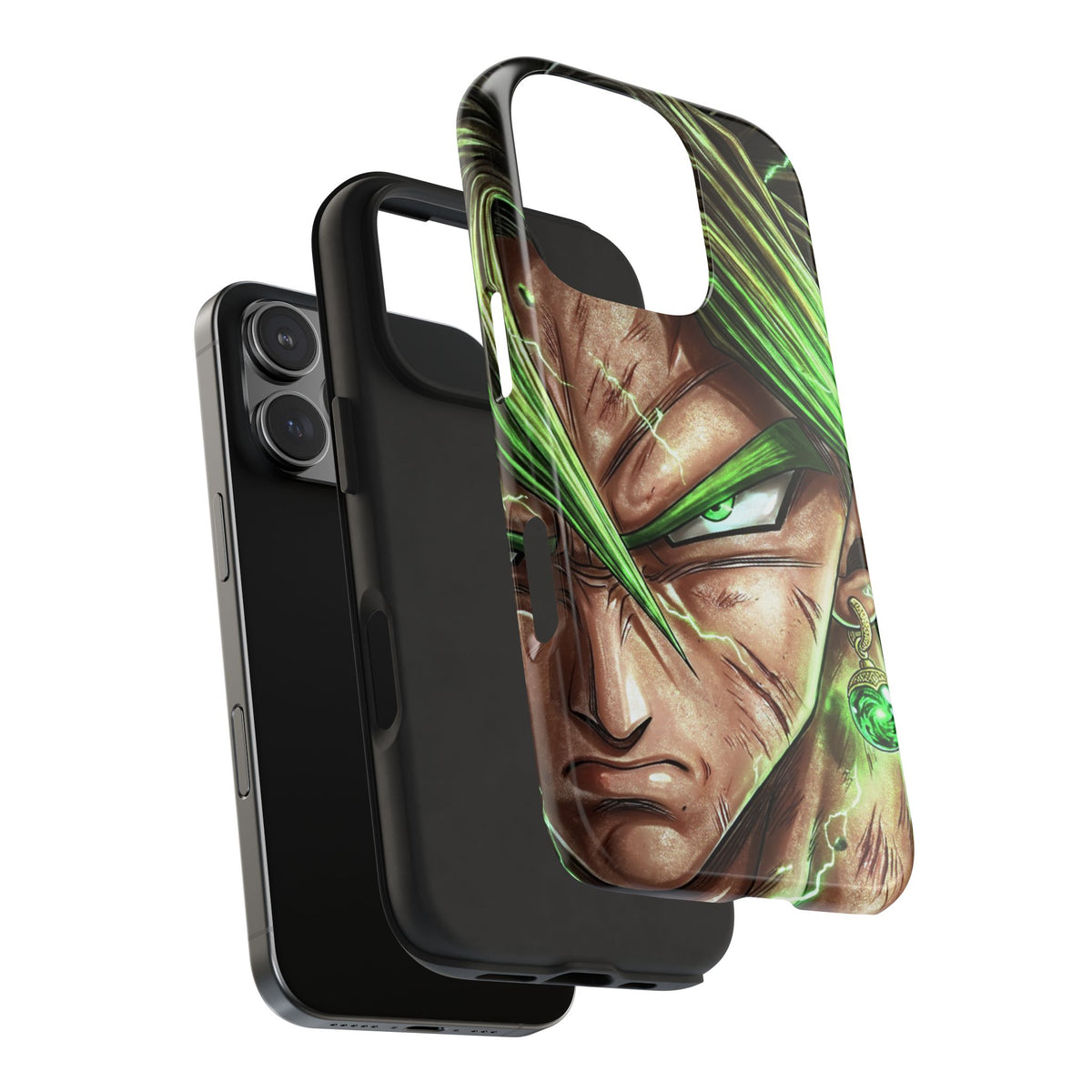Broli legendary Tough Phone Case — Intense Green Warrior Anime Art, Protective Shockproof iPhone Cover