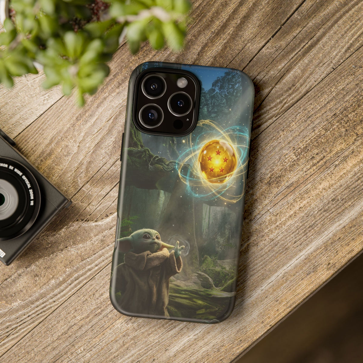 Grogu Dragonball Galaxy Forest Phone Case — Cute Baby Alien Magic Orb Design