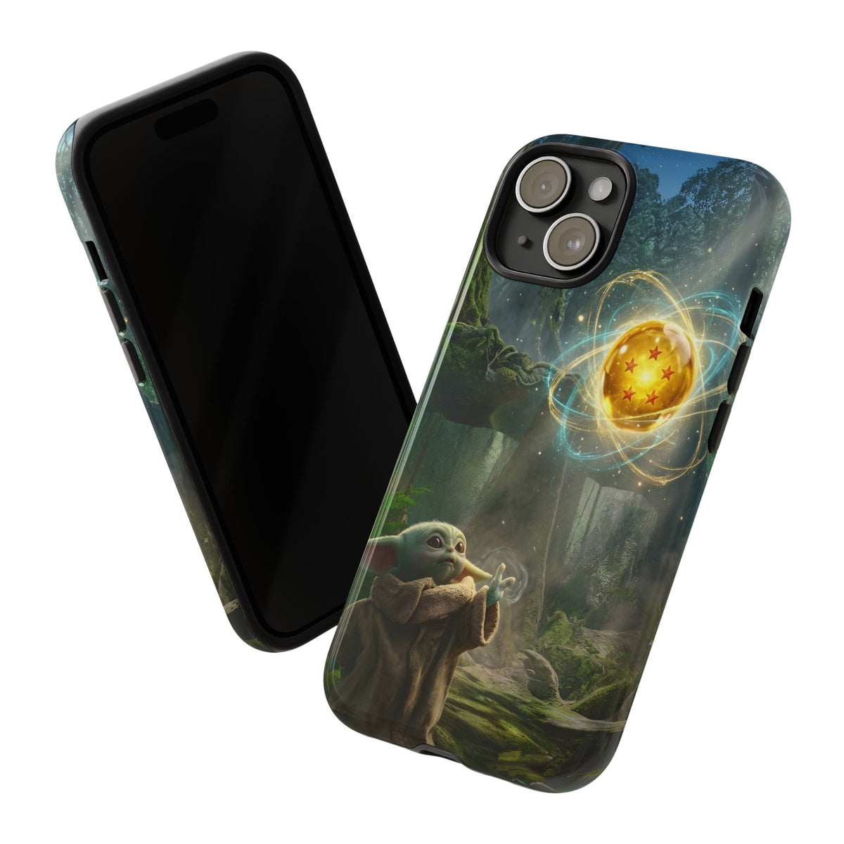 Grogu Dragonball Galaxy Forest Phone Case — Cute Baby Alien Magic Orb Design