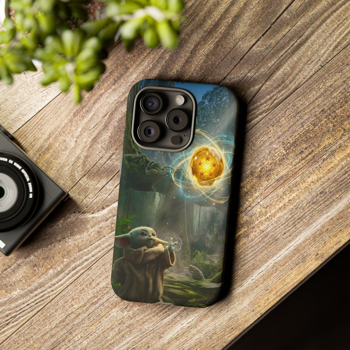 Grogu Dragonball Galaxy Forest Phone Case — Cute Baby Alien Magic Orb Design