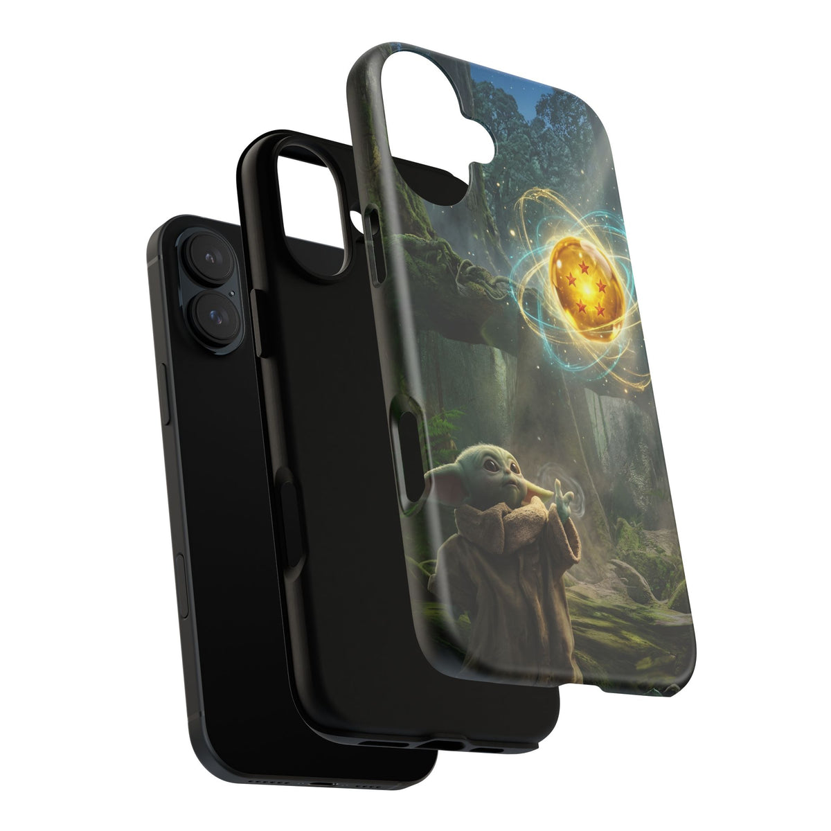 Grogu Dragonball Galaxy Forest Phone Case — Cute Baby Alien Magic Orb Design