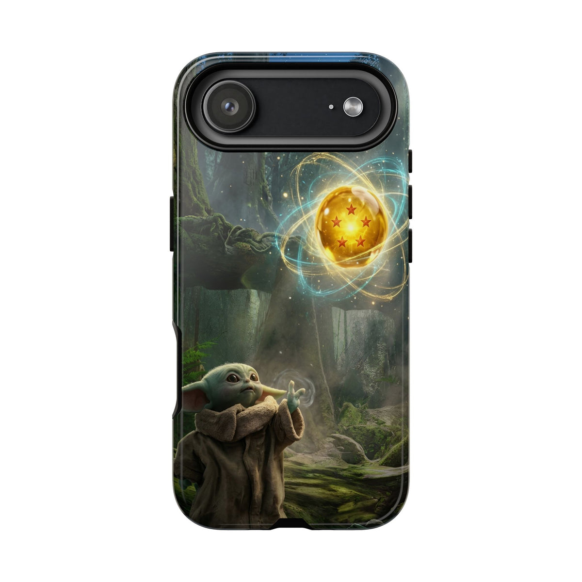 Grogu Dragonball Galaxy Forest Phone Case — Cute Baby Alien Magic Orb Design