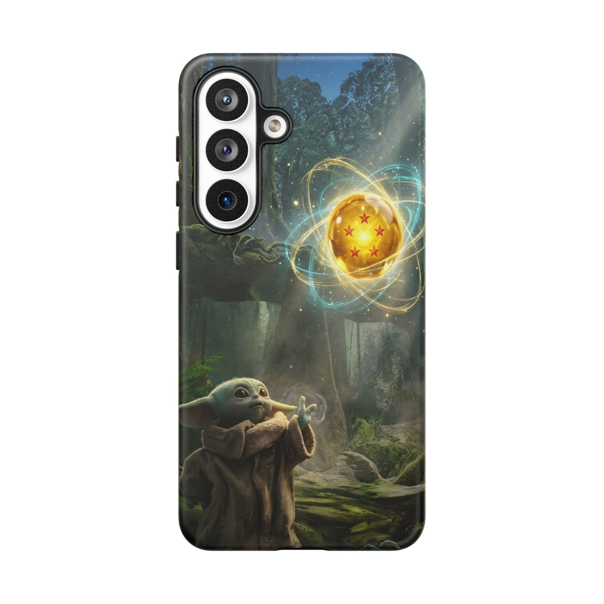 Grogu Dragonball Galaxy Forest Phone Case — Cute Baby Alien Magic Orb Design