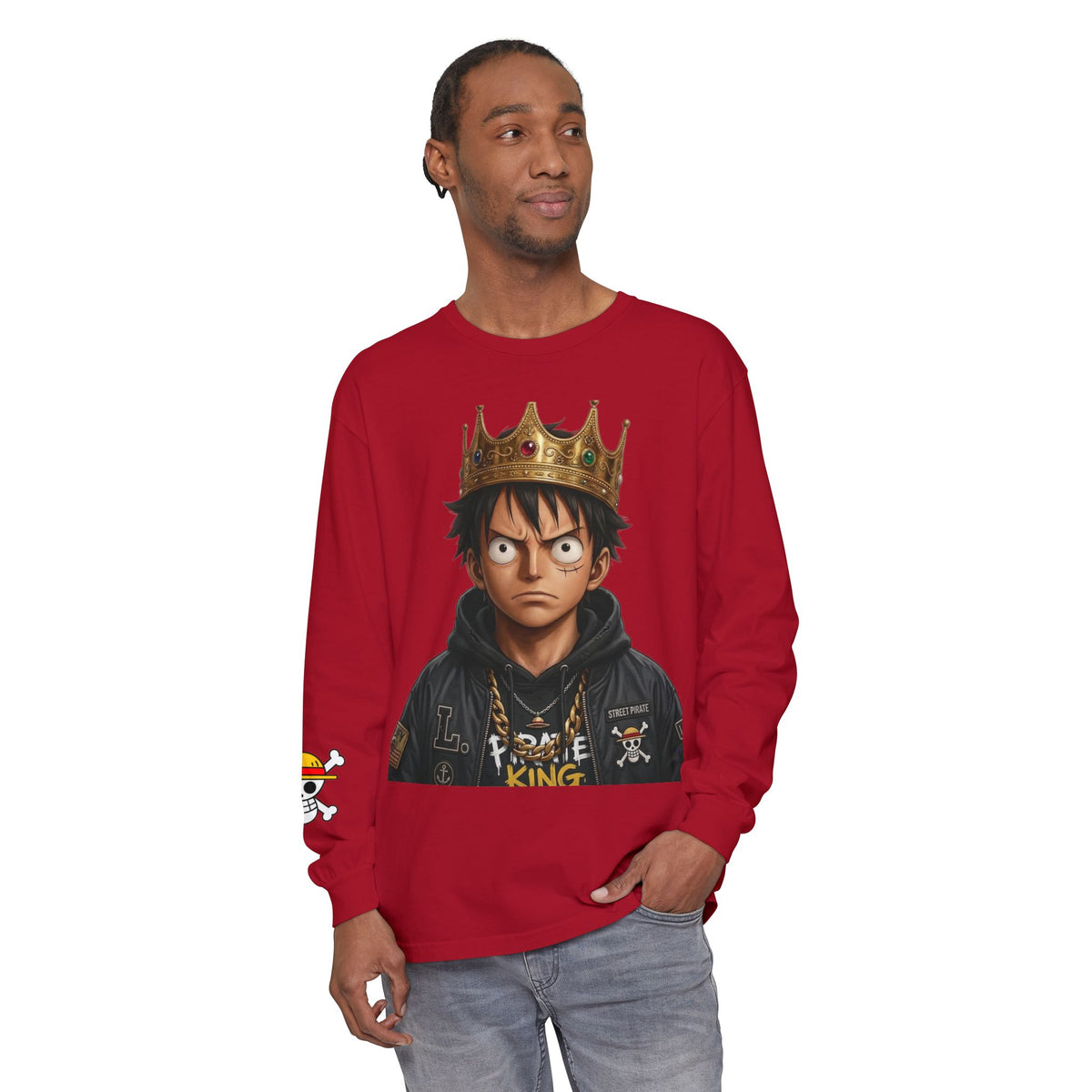 Crowned  Monkey d luffy Anime Pirate Long Sleeve Tee