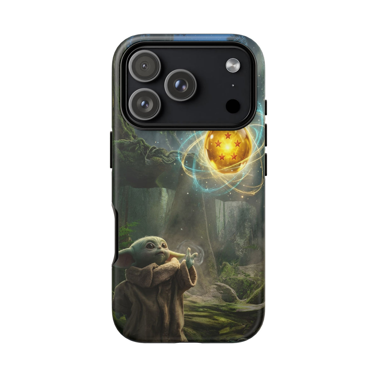 Grogu Dragonball Galaxy Forest Phone Case — Cute Baby Alien Magic Orb Design