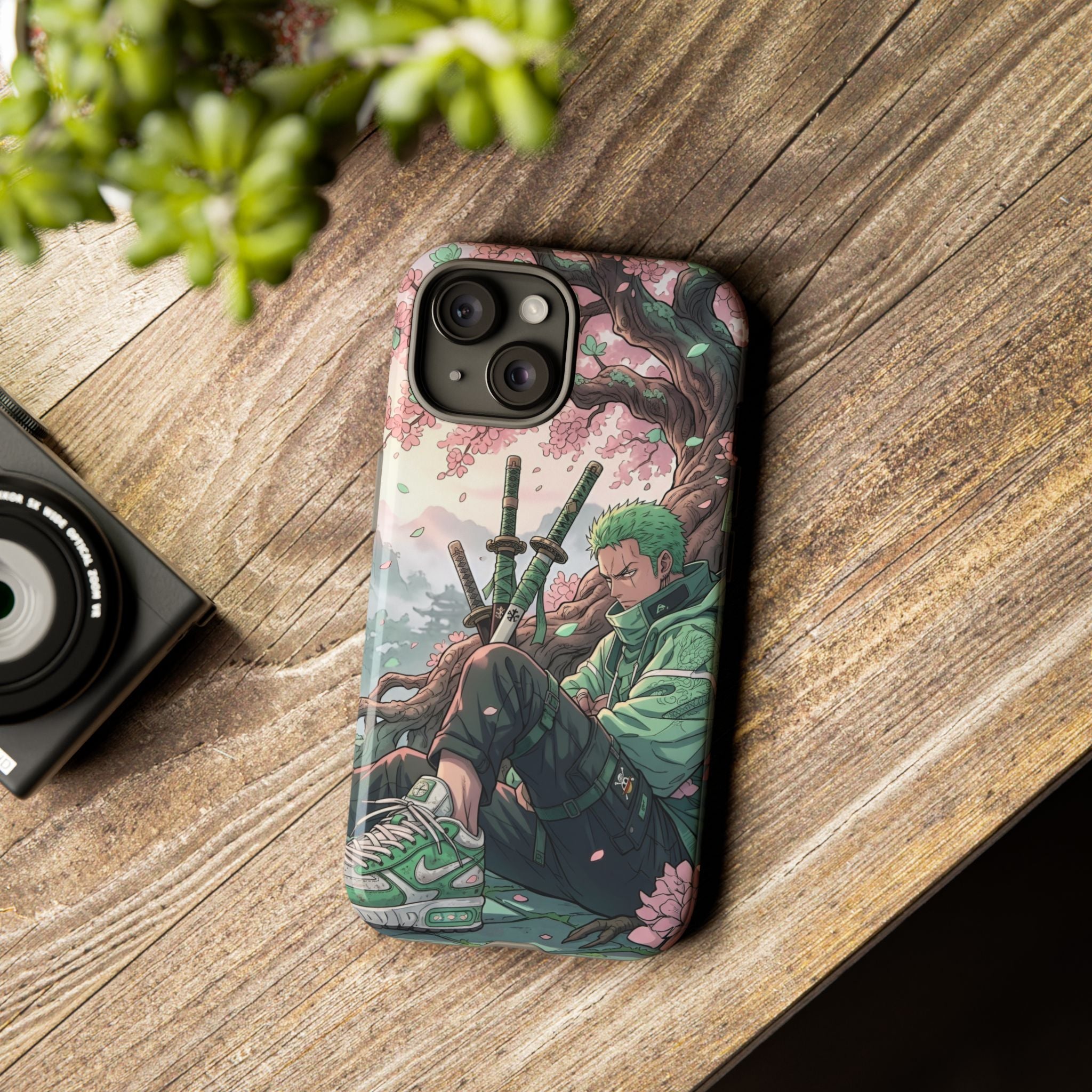 Zoro  phone case | Anime sword scene, cherry blossoms