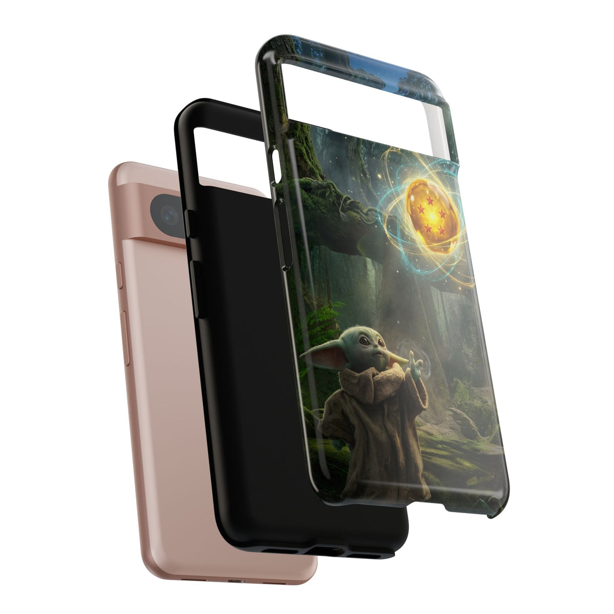 Grogu Dragonball Galaxy Forest Phone Case — Cute Baby Alien Magic Orb Design