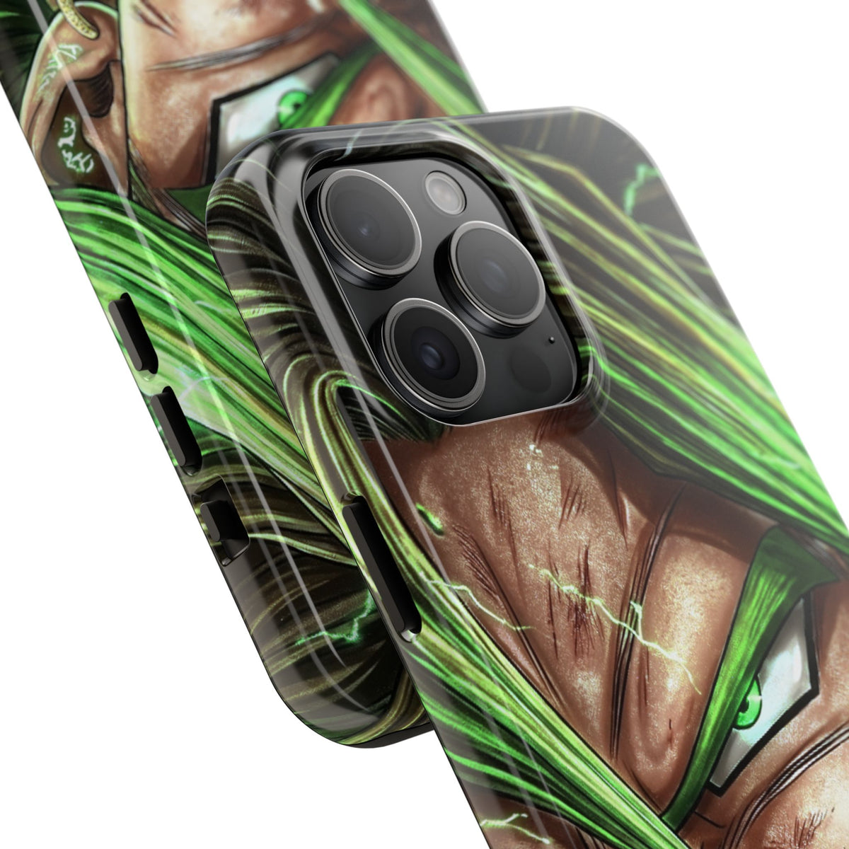 Broli legendary Tough Phone Case — Intense Green Warrior Anime Art, Protective Shockproof iPhone Cover