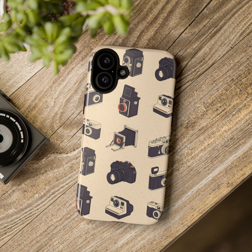 Vintage Camera Pattern Tough Case | Retro Photography Phone Cover