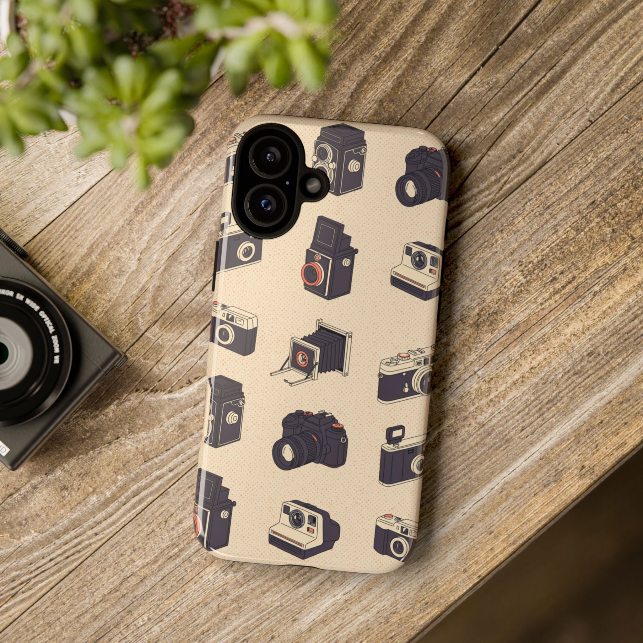 Vintage Camera Pattern Tough Case | Retro Photography Phone Cover
