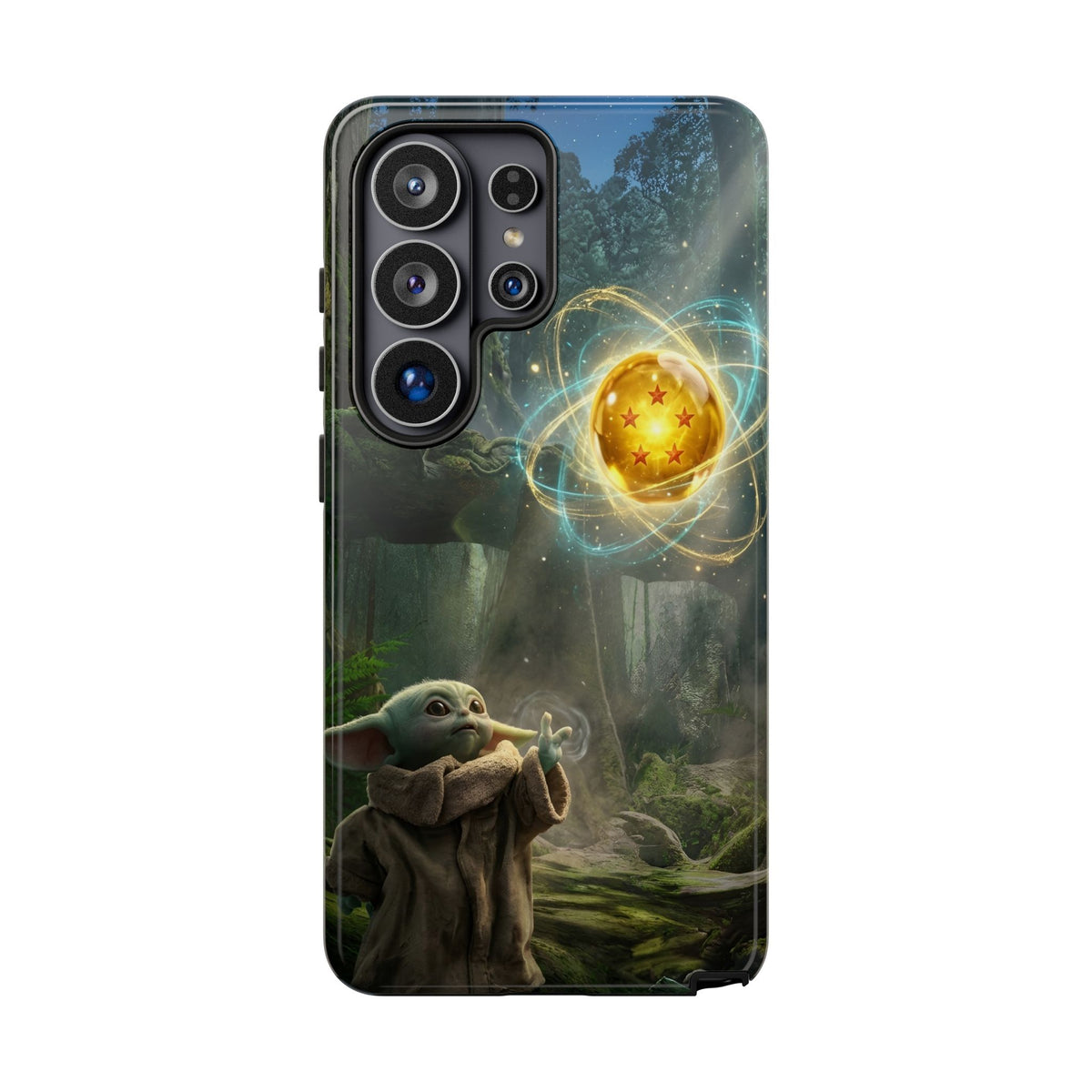 Grogu Dragonball Galaxy Forest Phone Case — Cute Baby Alien Magic Orb Design