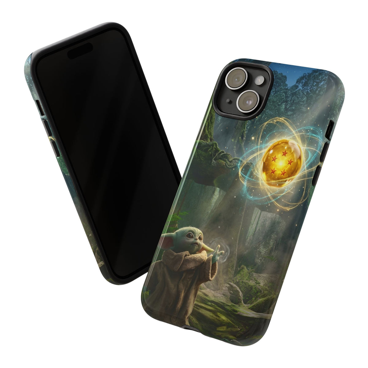 Grogu Dragonball Galaxy Forest Phone Case — Cute Baby Alien Magic Orb Design