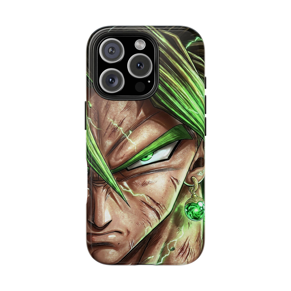 Broli legendary Tough Phone Case — Intense Green Warrior Anime Art, Protective Shockproof iPhone Cover