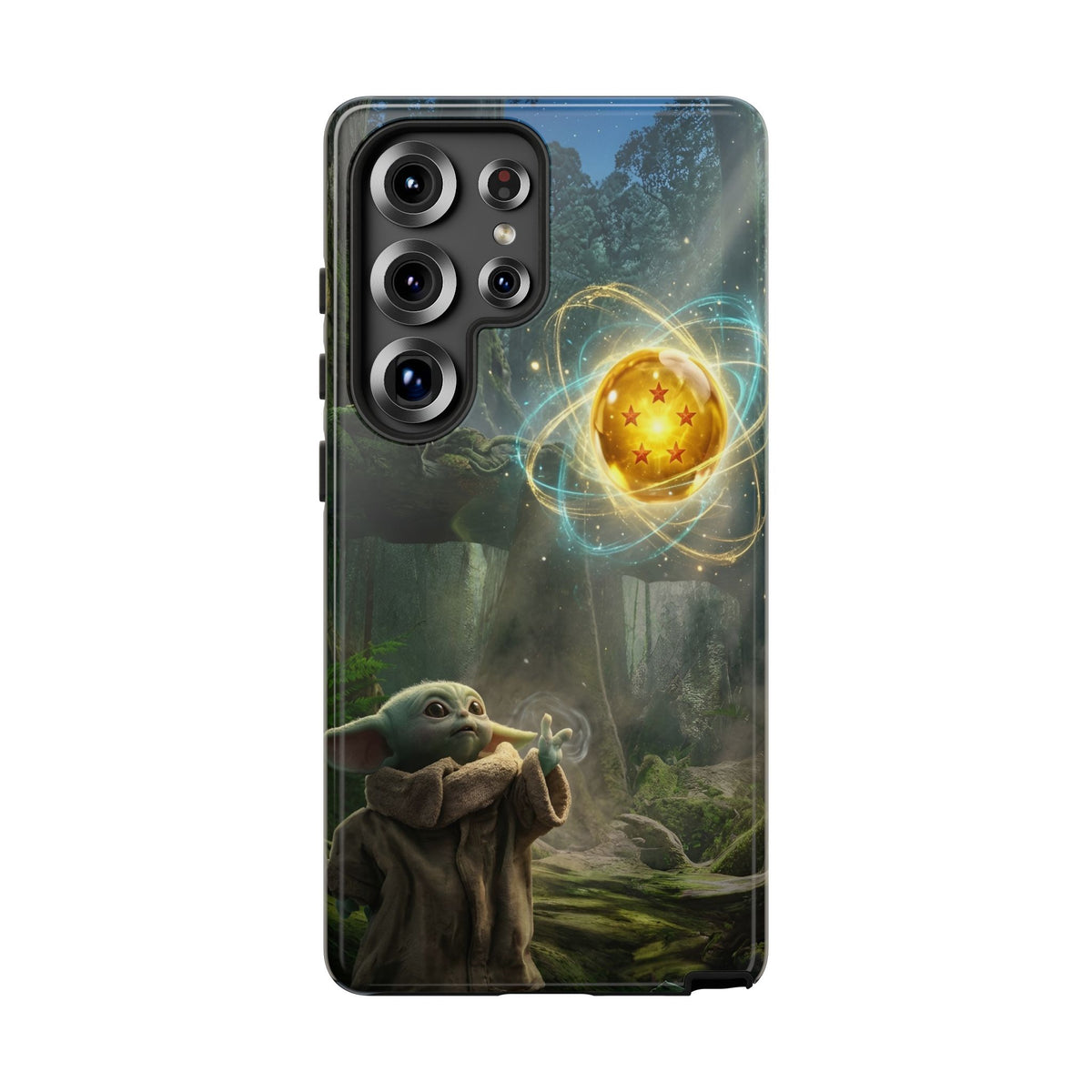Grogu Dragonball Galaxy Forest Phone Case — Cute Baby Alien Magic Orb Design