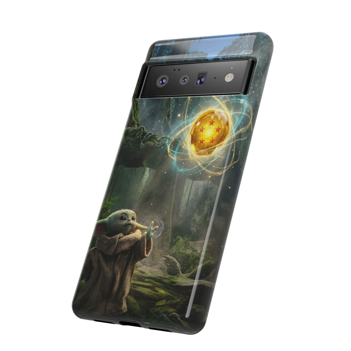 Grogu Dragonball Galaxy Forest Phone Case — Cute Baby Alien Magic Orb Design