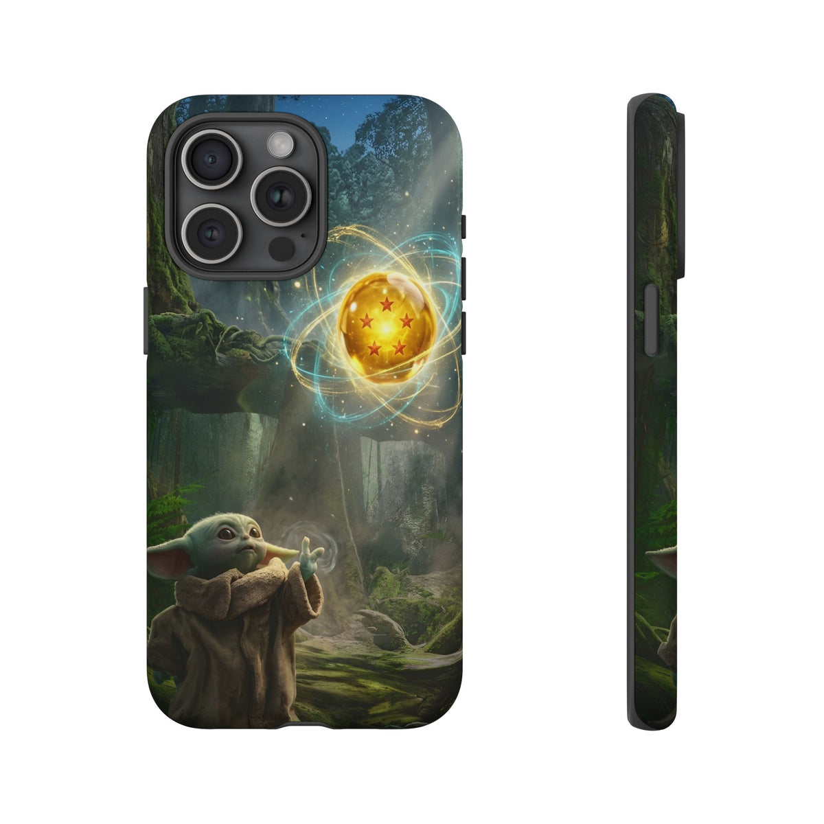 Grogu Dragonball Galaxy Forest Phone Case — Cute Baby Alien Magic Orb Design