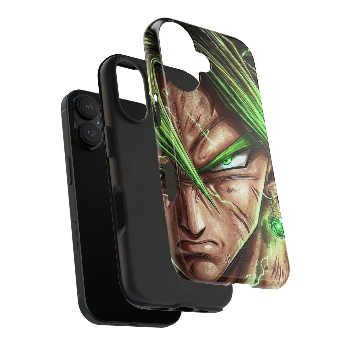 Broli legendary Tough Phone Case — Intense Green Warrior Anime Art, Protective Shockproof iPhone Cover