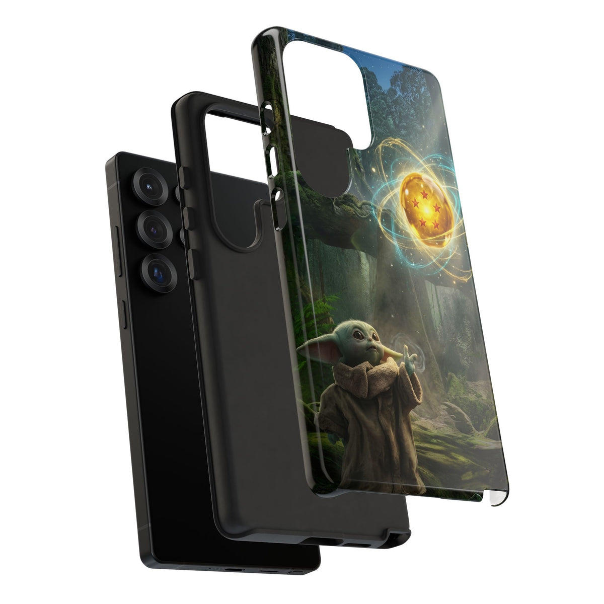 Grogu Dragonball Galaxy Forest Phone Case — Cute Baby Alien Magic Orb Design