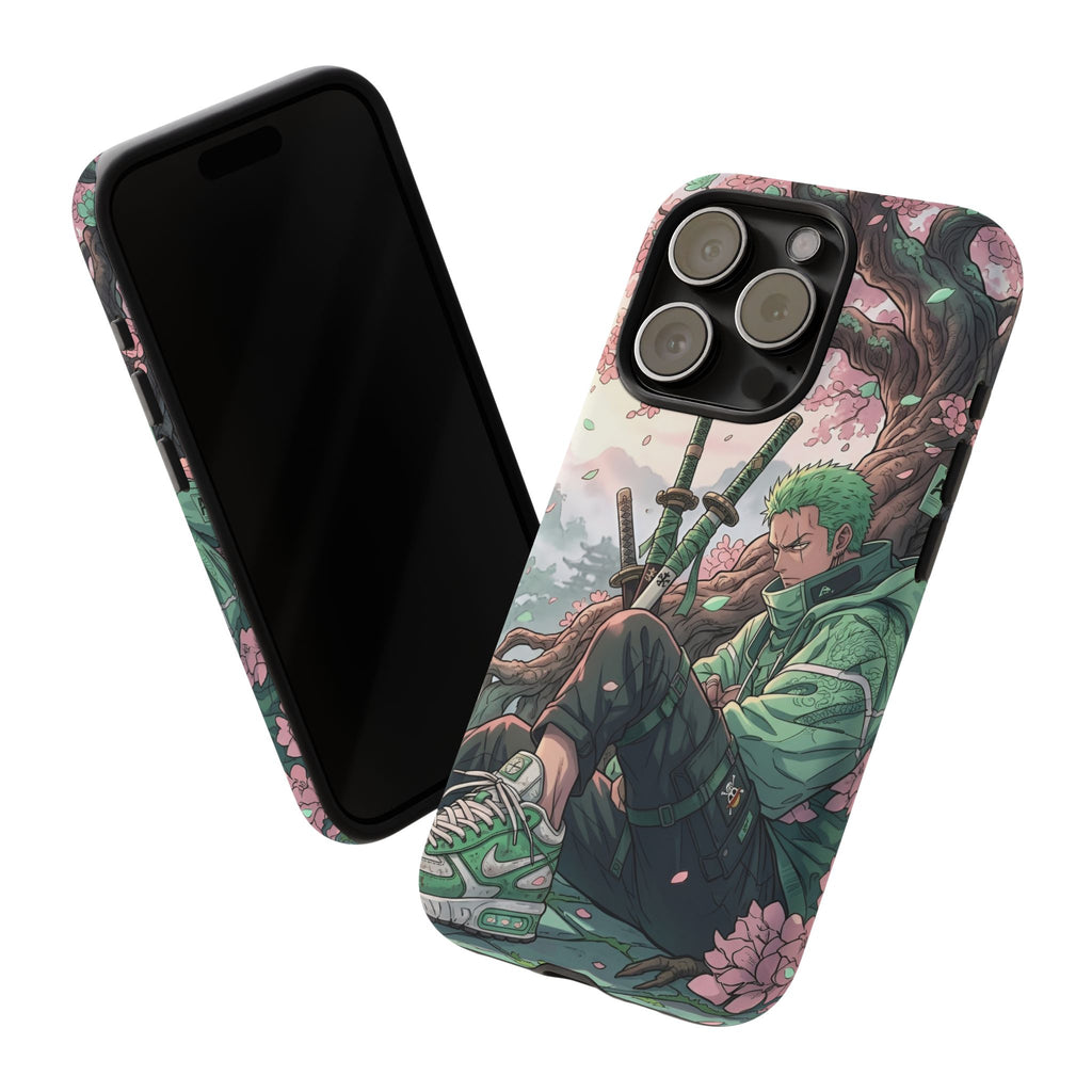 Zoro  phone case | Anime sword scene, cherry blossoms