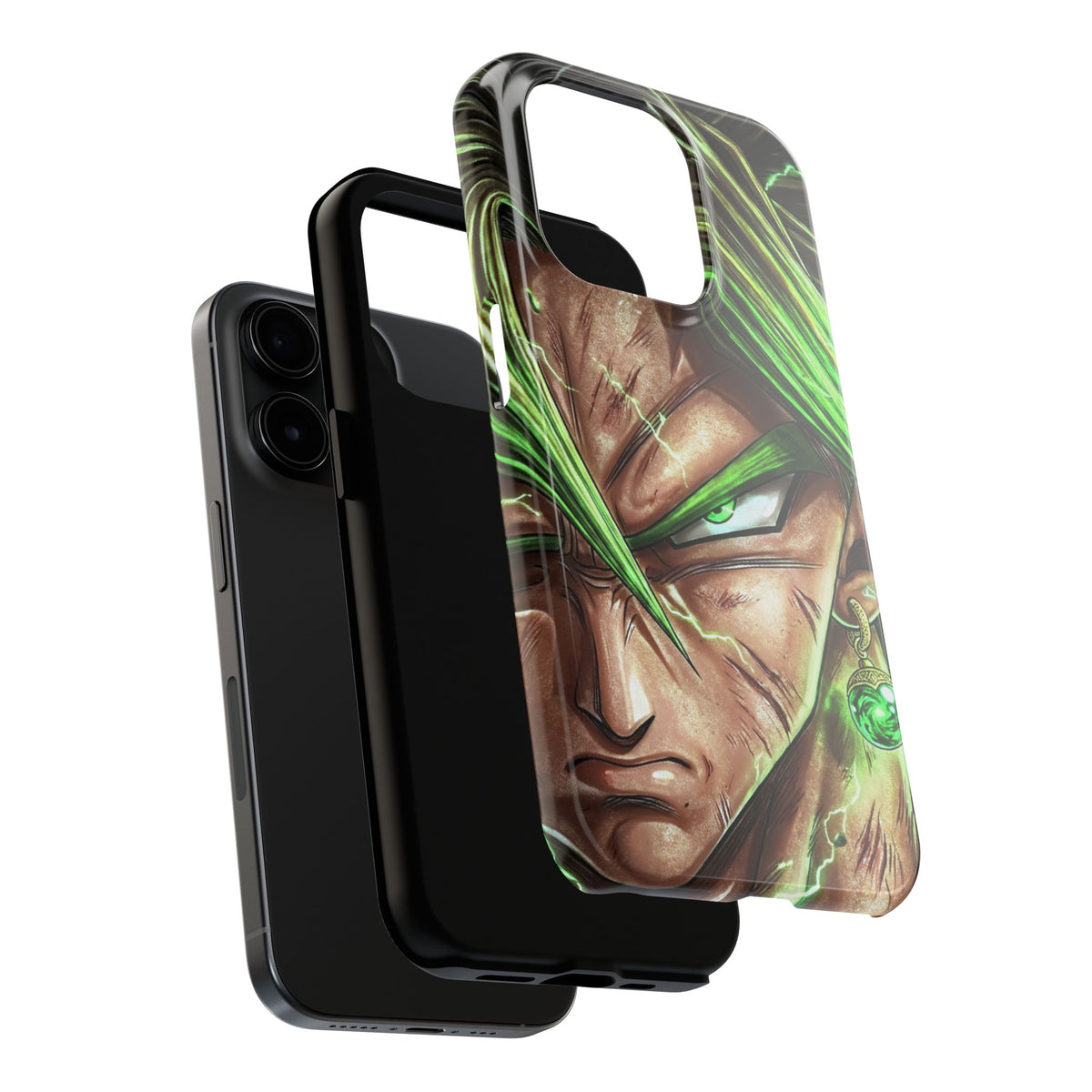 Broli legendary Tough Phone Case — Intense Green Warrior Anime Art, Protective Shockproof iPhone Cover