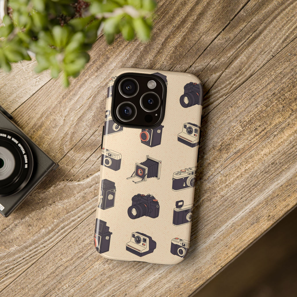 Vintage Camera Pattern Tough Case | Retro Photography Phone Cover