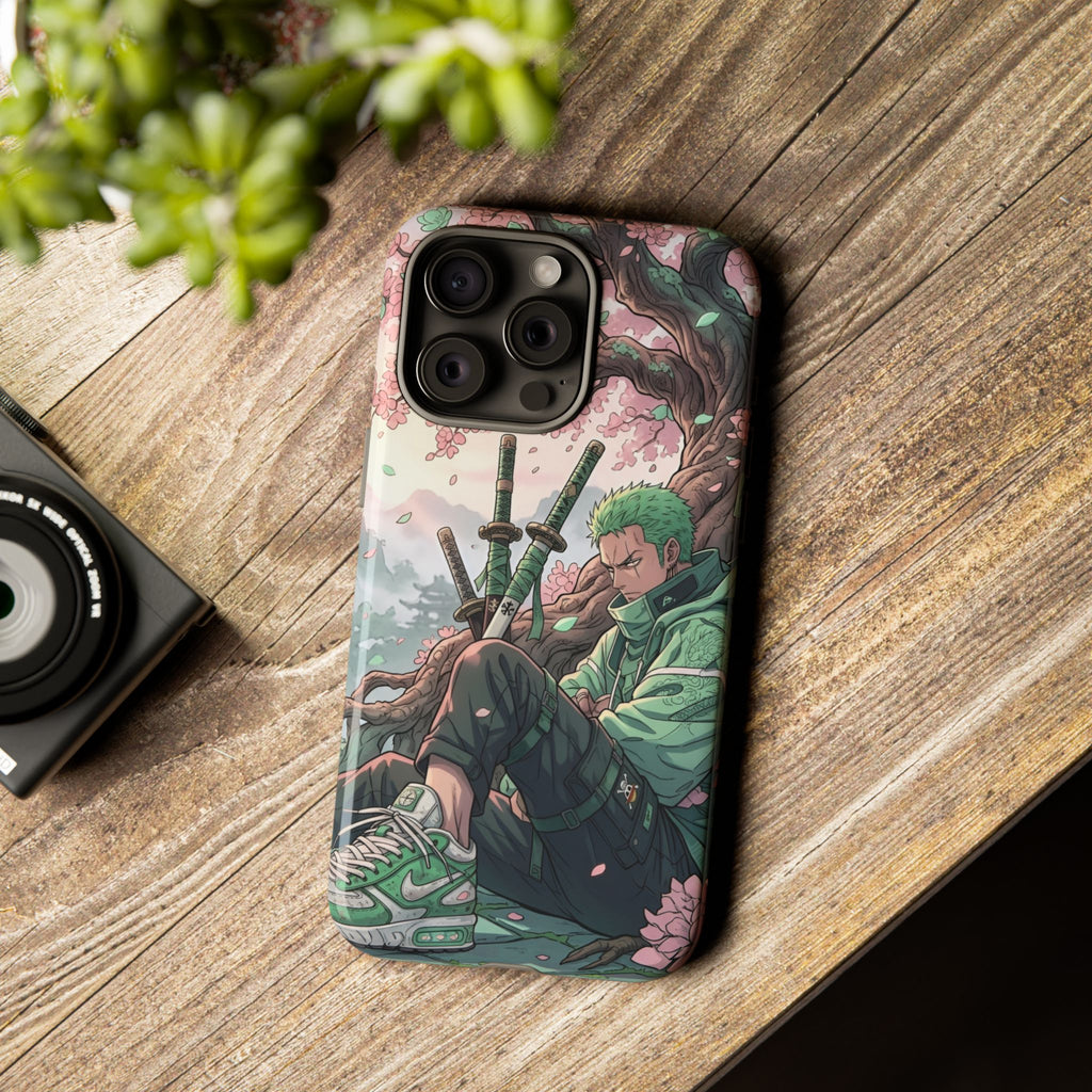 Zoro  phone case | Anime sword scene, cherry blossoms