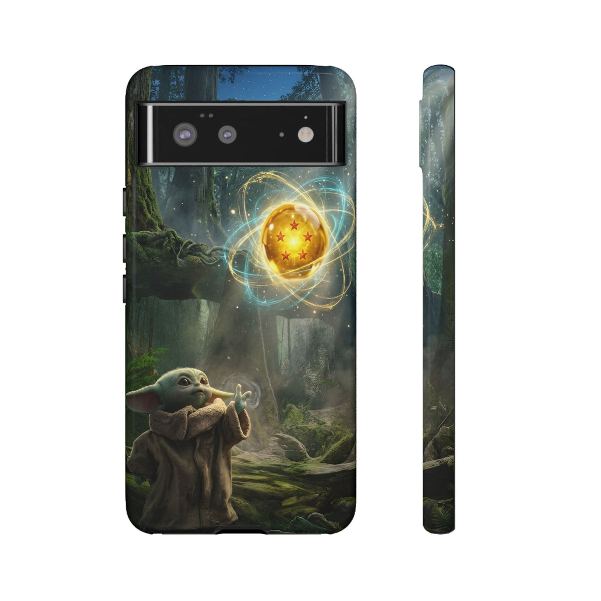 Grogu Dragonball Galaxy Forest Phone Case — Cute Baby Alien Magic Orb Design