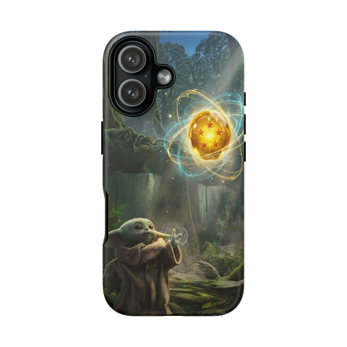 Grogu Dragonball Galaxy Forest Phone Case — Cute Baby Alien Magic Orb Design