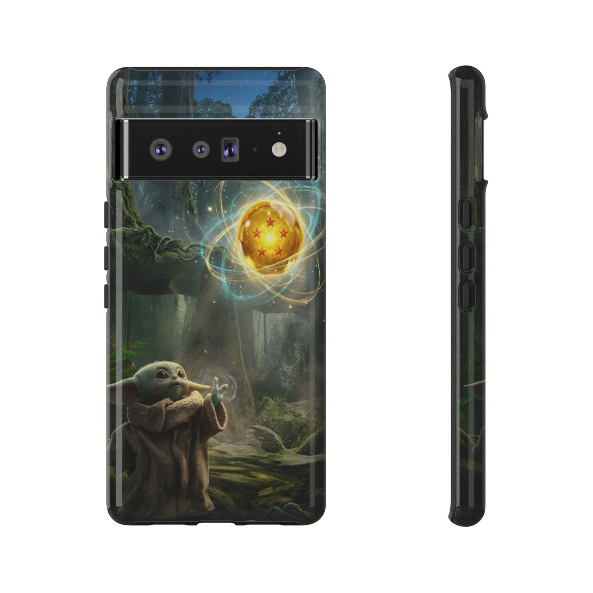 Grogu Dragonball Galaxy Forest Phone Case — Cute Baby Alien Magic Orb Design