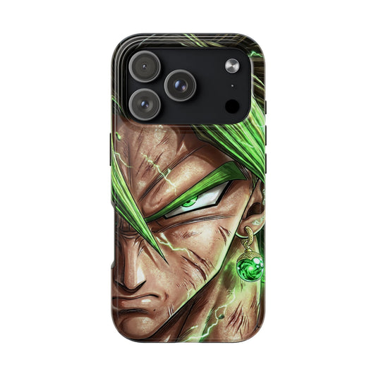 Broli legendary Tough Phone Case — Intense Green Warrior Anime Art, Protective Shockproof iPhone Cover