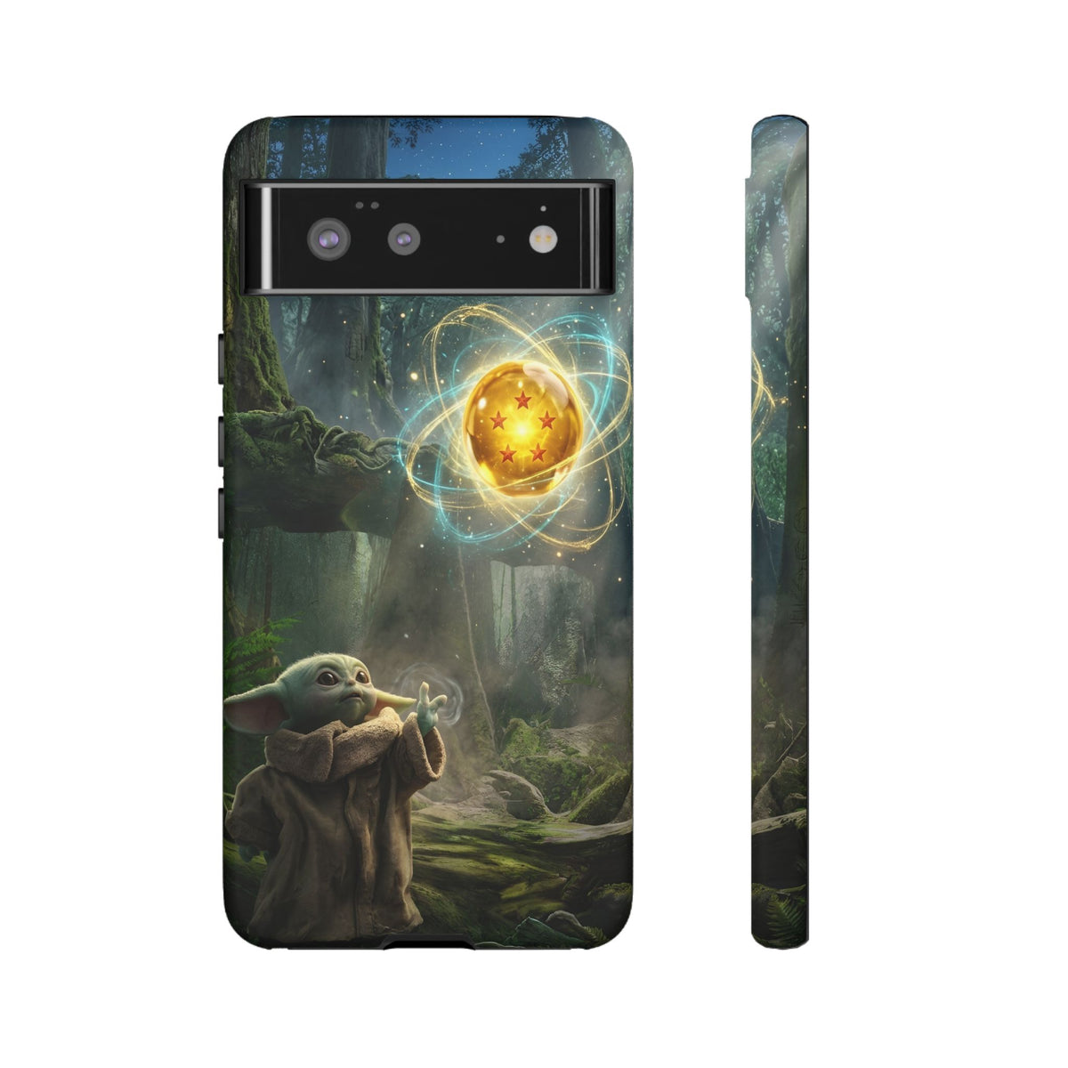 Grogu Dragonball Galaxy Forest Phone Case — Cute Baby Alien Magic Orb Design