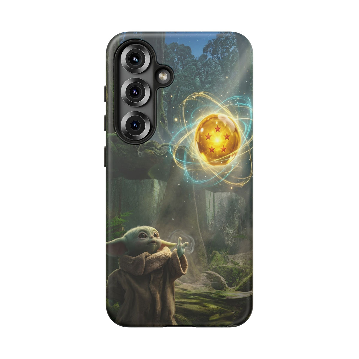 Grogu Dragonball Galaxy Forest Phone Case — Cute Baby Alien Magic Orb Design